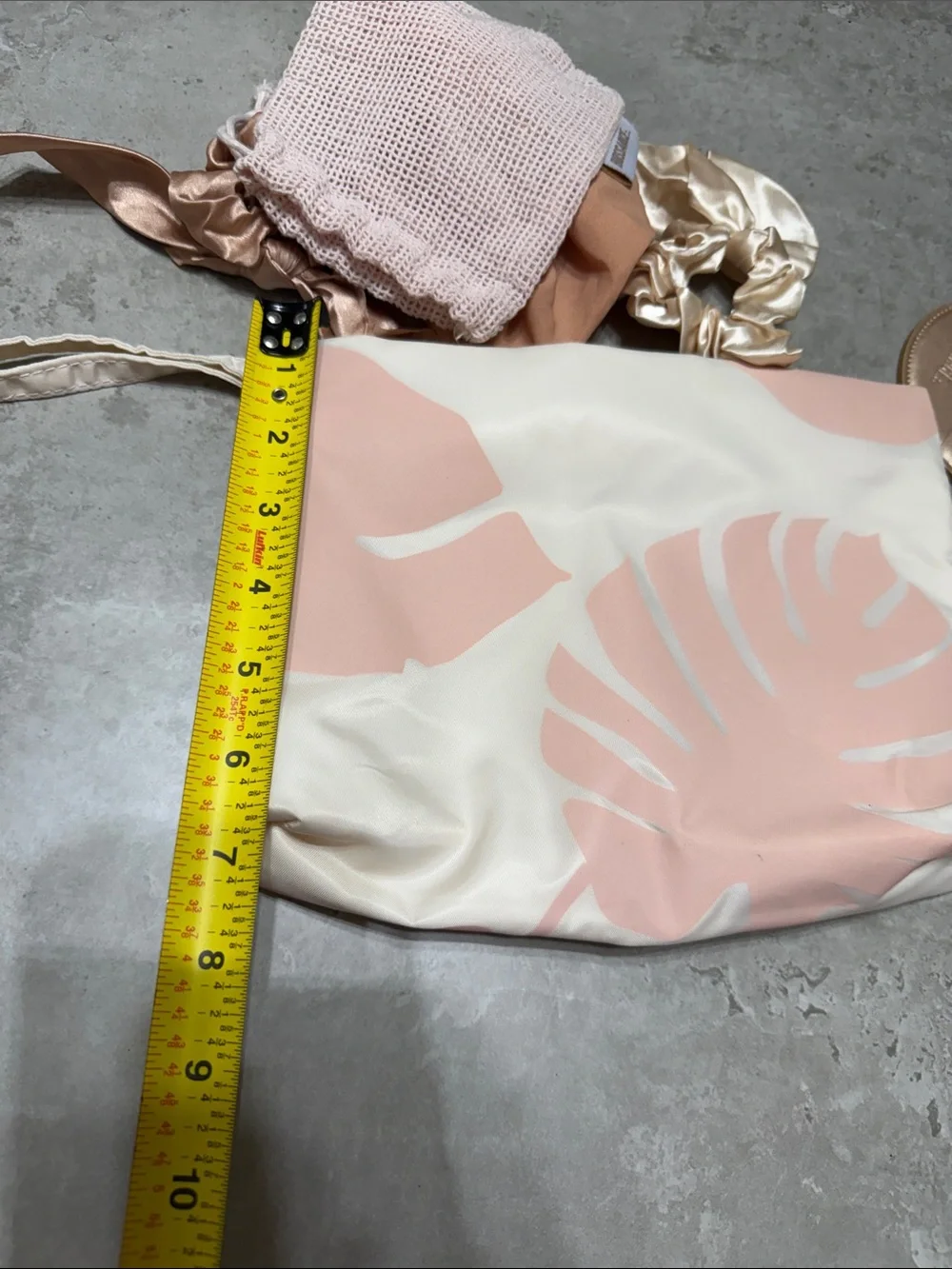 BUNDLE Biossance Pink and White Leaf-Print Cosmetic Pouch